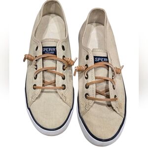 Sperry Women's Beige Canvas Boat Shoes